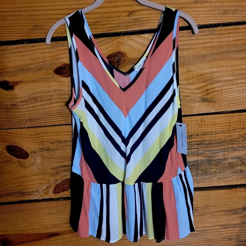 NWT* Tribal Jeans* Sleeveless Blouse* Multicolored Stripes* Multiple Sz* XS,S,XL